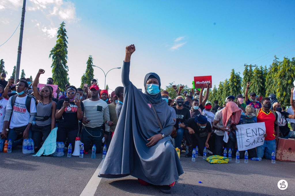 Aisha Yesufu at the Abuja #EndSARS protest